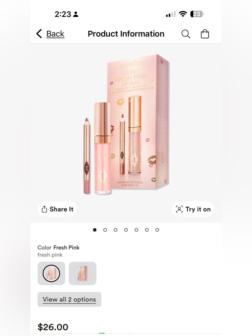 Charlotte Tilbury Fresh Pink Lip Duo — Soft Pink Gloss & Liner